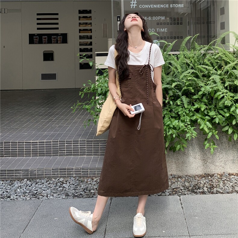 休闲减龄俏皮吊带连衣裙套装女夏2025新款大方得体爆款高级感裙子,女装半身裙,2C323