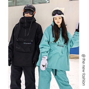 冬季户外连帽滑雪服情侣保暖加绒加厚防水防风中性风外套M25-P175图片