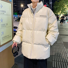 新款立领pu皮印花棉衣男秋冬季加厚面包服外套保暖棉服MY609-P115，男装棉衣，星座505-3