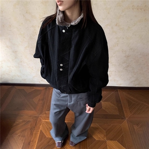 Apocket美式解构缉明线立领工装夹克秋冬加绒加厚廓形宽松棉服女