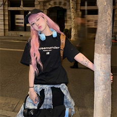 抖音得物供货现货美式潮美式满天星亮片潮牌宽松印花T恤AMTX01，男装T恤，电商A443
