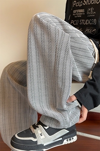 特批P42无差价雪尼尔420g重磅纹理感人字纹潮流大码休闲裤男K5750图片