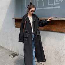 现货271-9719新款明线撞色风衣，女装风衣，浙宝271