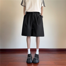 抖音品质夏季新款简约双褶宽松短裤西裤B315-K25763-特p30控58，男装休闲裤，电商B315