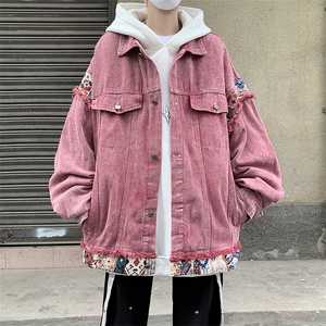 复古高街做旧牛仔外套男款春秋hiphop美式夹克宽松JK08327-P80图片