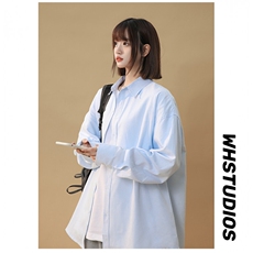 ins潮牌春秋季日系新款休闲长袖衬衫男女简约日系学院上衣外套，女装衬衫，星座710