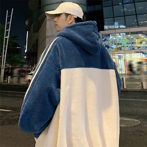 2024冬款潮加绒撞色棉衣羊羔绒保暖连帽外套男女 921-P110控价158图片