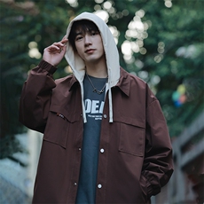JK9968P85新港风连帽假两件情侣夹克宽松百搭外套M-4XL，男装夹克，星座1204