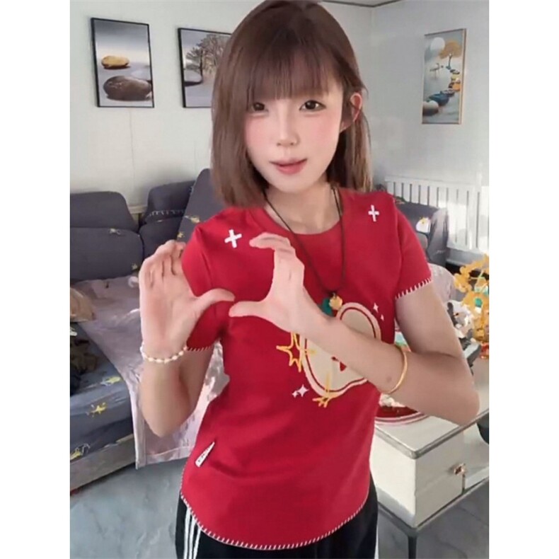 H0741-P35原版穿线+刺绣+毛巾绣修身正肩短袖T恤女,女装T恤,星座617A-2