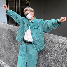 美式小众设计感长袖牛仔套装男秋冬潮牌复古水洗做旧夹克外套时髦，男装夹克，星座505-2（原电商A260-1)