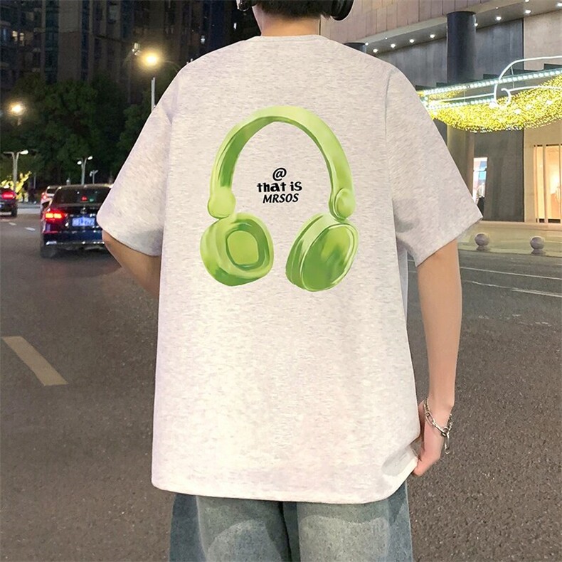T837大码宽松纯棉运动圆领体恤衫oversize短袖T恤男重磅T图片