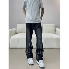 扎染弯刀牛仔裤男款美式高街vibe直筒微喇裤310A-4-NZ75-P55，男装牛仔裤，星座310A-4