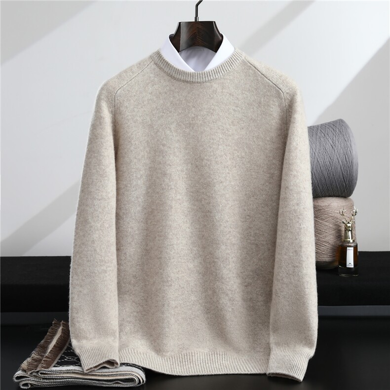 2025百搭时尚简约圆领长袖羊毛衫，男装羊毛衫，忠诺羊绒
