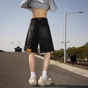 8XL-M 特大码牛仔裤短裤男美式倒装五分裤子宽松直筒DK1527P45图片