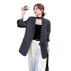 灰色韩系高级感西装外套女2025秋季新款气质通勤显瘦百搭小西服，女装西装，2C325