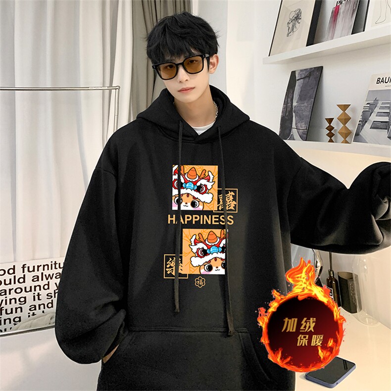 龙年卫衣冬季美式加绒加厚卫衣外套DL1729常规特P35加绒特40,男装卫衣,电商A486