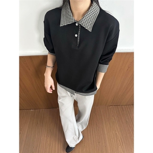 格纹防晒长袖男款重磅t恤cleanfit正肩polo衫老钱风穿搭TXB202