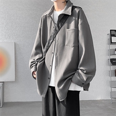 8XL-M春季衬衫外套纯色大码复古宽松轻熟风穿搭长袖衬衣CS9003P58，男装衬衫，电商B238