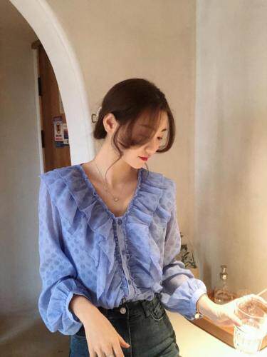 【现货】春季新款韩版泡泡双层领上衣，女装，新袖