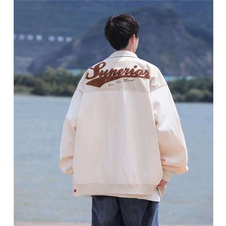 高品质！23秋季新款毛巾绣拼接翻领夹克外套GJK232-P80控108,男装夹克,电商B370