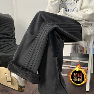 【现货】A753-加绒P50控98 加厚华棉渐变水洗做旧休闲裤三杠卫裤图片