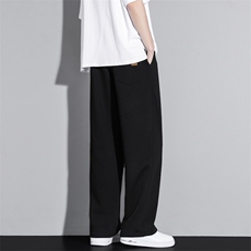 夏季休闲卫裤直筒垂顺坠感简约皮标设计拖地长裤WK86-1特批28，男装皮裤，星座718-1