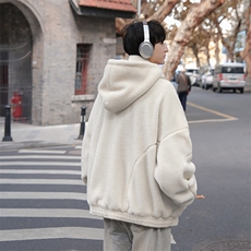 复古羊羔绒加厚外套连帽美拉德宽松保暖加厚棉衣HY676TP98，男装棉衣，电商A102B