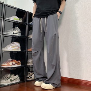 冰丝褶皱铆钉休闲裤K007模特酒店景92%聚酯纤维8%氨纶(S-2XL)TP25图片