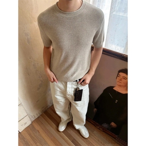 现货高品质棉麻老钱风T恤T2533特P35,优衣库短袖衬衫搭配图片图片