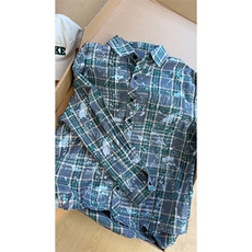 美式复古晕染格子衬衫男长袖高级感慵懒宽松外套C2260-特价P35，男装衬衫，电商A007