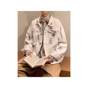 时尚春季新款牛仔外套男女潮牌日系宽松复古做旧水洗牛仔夹克潮流图片