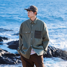 春季新款现货港风夹克户外纯色衬衫领外套DSA157B-CS01-P75，男装夹克，电商A157B
