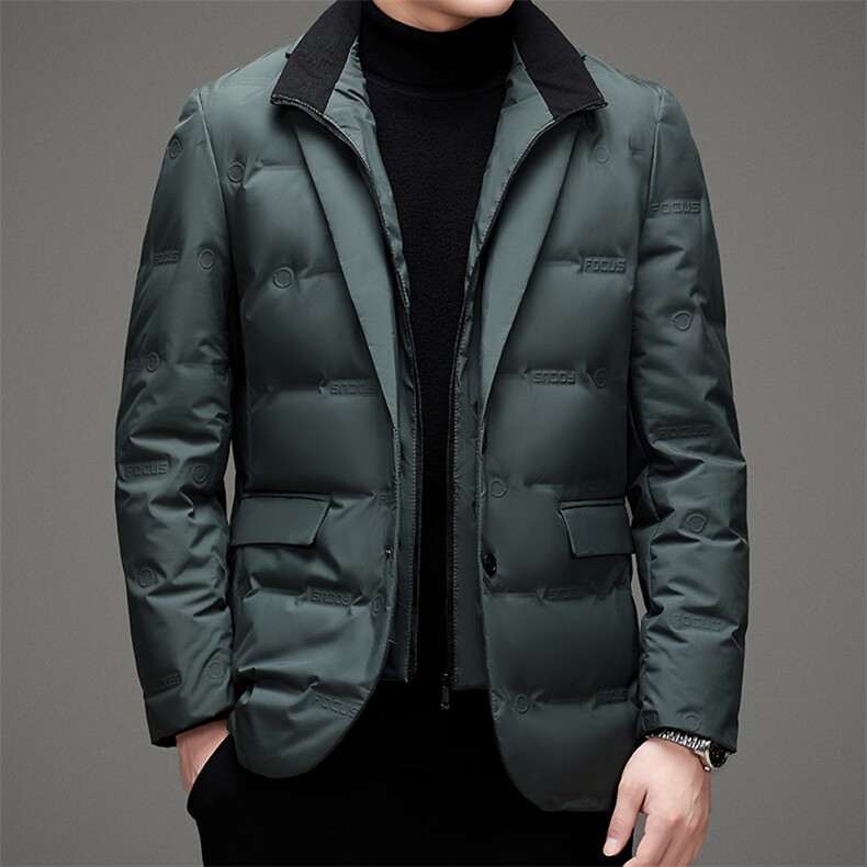 男士新款轻薄羽绒服冬季新款假两件立领上衣商务休闲西服外套,男装西服,钱塘6003（原4033）