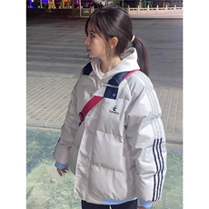 潮学院风条纹立领棉服面包服女冬季2025年新款学生加厚棉袄外套，男装棉衣，星座506A