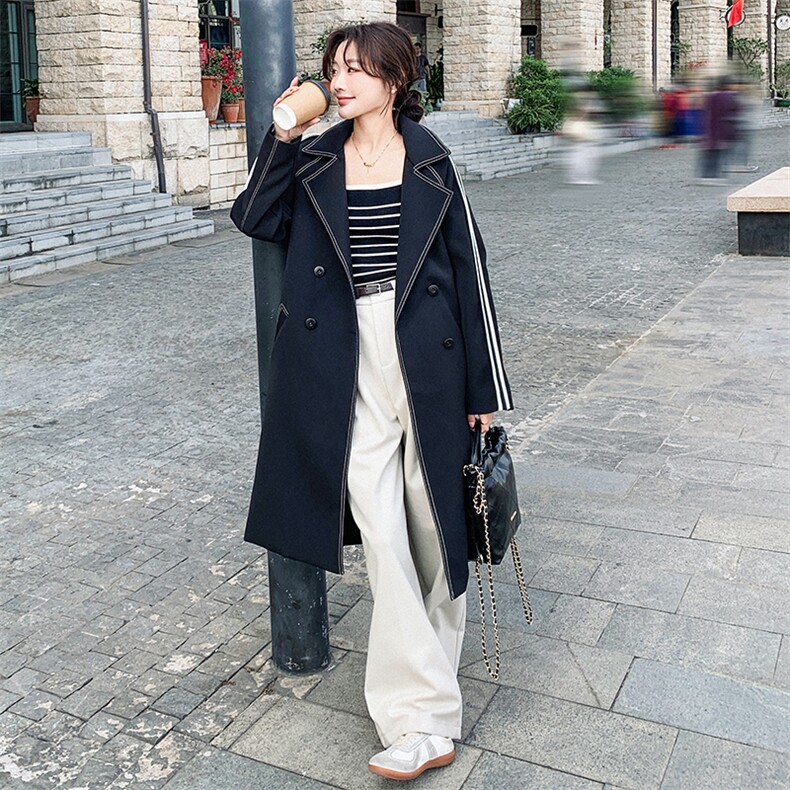 韩版撞色风衣外套女2025春秋新款时尚设计感今年流行百搭长款大衣,女装风衣,辉之琳