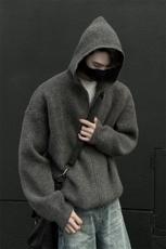 秋冬季ins潮流针织衫连帽开衫毛衣男港风外穿线衣M1060-P60，男装针织衫/毛衣，电商D202