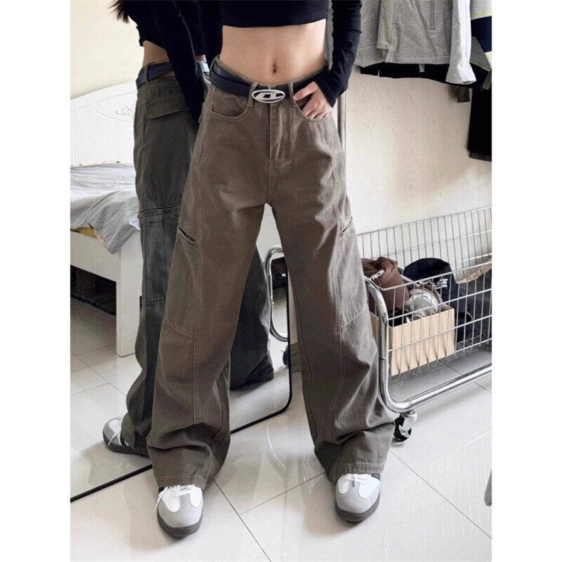 美式高街Vibe美拉德工装牛仔裤男直筒微喇clranfit裤子L20900-p53图片