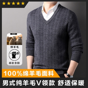 羊毛中高端男士V领羊毛衫主推长期款,男装针织衫/毛衣,钱塘207-1