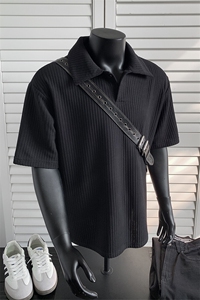 夏装2025新品300克重磅坑条翻领POLO衫男装夏季短袖T恤S403-特P38图片