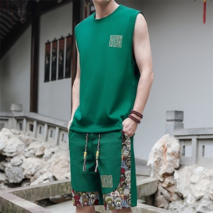 夏季小熊短裤休闲运动套装男刺绣背心两件套汗衫A266-TZ1108-P46图片