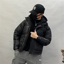 A6566P265控370冬季羽绒服男士短款宽松潮流男款假两件连帽外套潮图片
