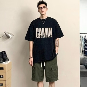 文艺标准气质时尚百搭潮青少年纯棉男短袖夏季原宿新款圆领潮流图片
