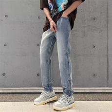 美式vibe裤子高街水洗牛仔裤男设计感小众拉链裤N750P48，男装牛仔裤，星座1116-2