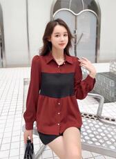 针织拼接衬衫，女装衬衫，阿爆