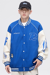 港风上衣夹克宽松落肩拼色棒球服外套 JK711-P68图片