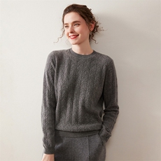秋冬新款纯色针织套头上衣休闲简约风，女装针织衫/毛衣，绒盛美羊绒