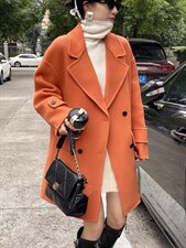 2021秋冬新款时尚西装领四粒扣气质宽松百搭百分百羊毛双面呢，女装西装，L·H·X