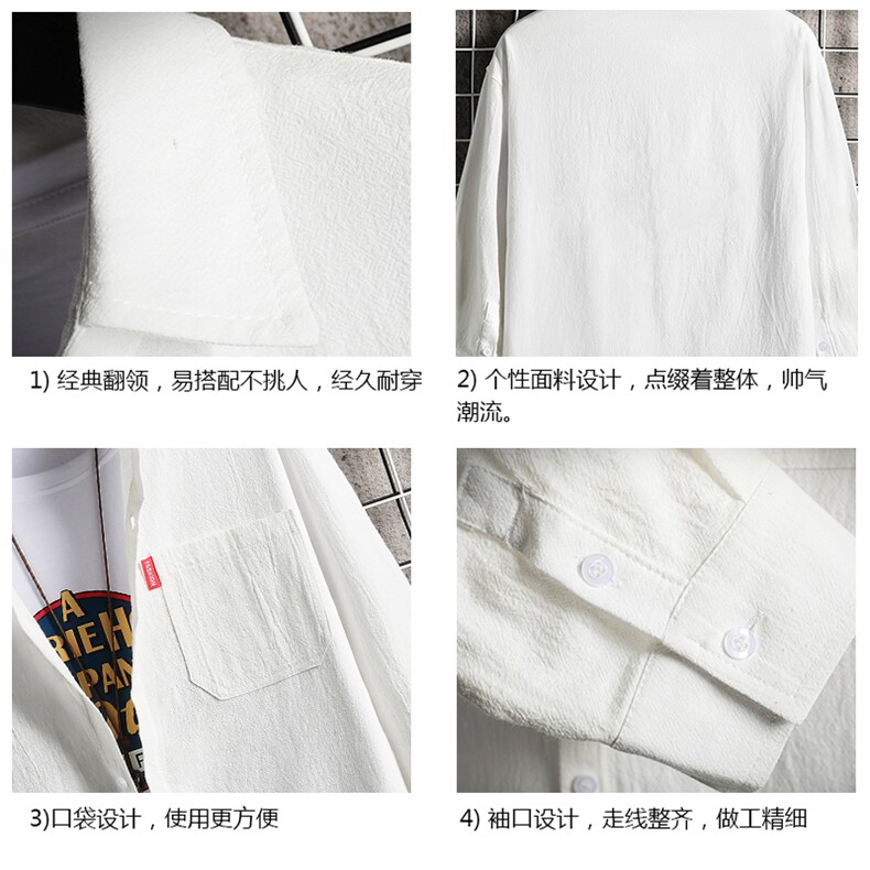 QC58099-P45亚麻七分袖衬衫男大码五分袖衬衣男短袖网格挂拍,男装衬衫,电商A040A
