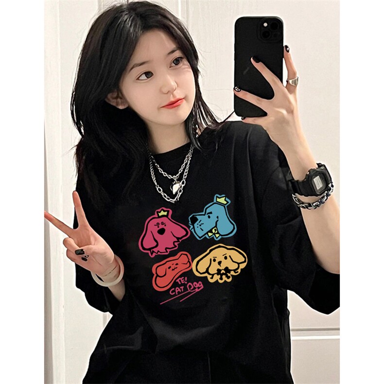 T0687-P25夏日多巴胺短袖减龄卡通纯棉印花T恤学生情侣款,女装T恤,星座617A-2