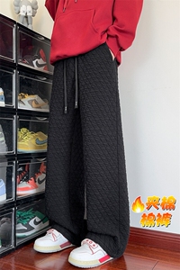 特批P35无差价冬港风菱格夹棉加厚保暖宽松大码阔腿裤K5692J加棉图片